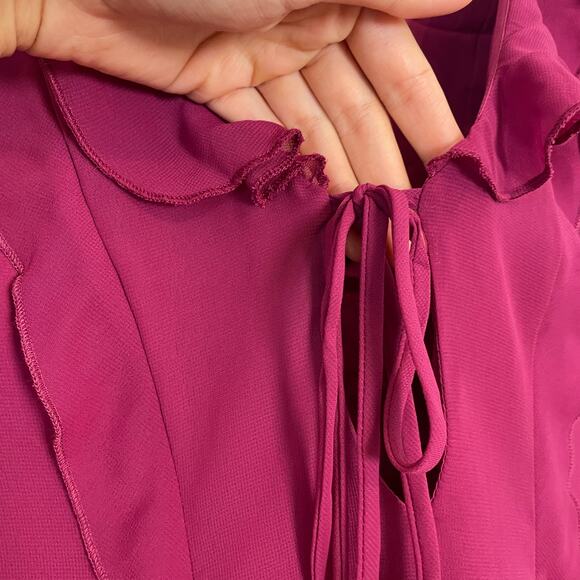 White Fox - Falling to Pieces Long Sleeve Mini Dress in Berry NWT - Picture 8 of 13